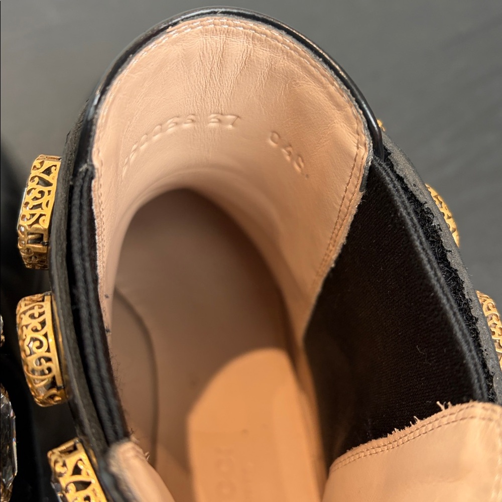Gucci Black Ankle Boots with Gold Accents - Picture 3 of 7